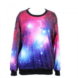 Galaxy Print Crew Round Neck Design Sweatshirt..