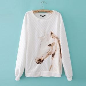 Horse Head Print Comfy Sweatshirt [#242]