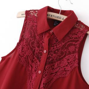 Lace Crocheted Flower Chiffon Shirt Collar..