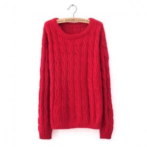 Plus Size Long Sleeve Knit Retro College Sweater..