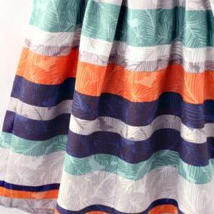 Printed Stripe High Waist Strap Dress [#1317]