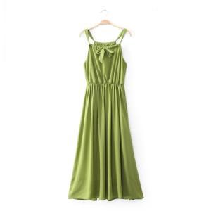 Green Hanging Neck Temperament Fairy Pleated..
