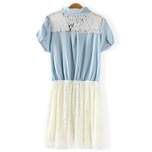 Ladies Lace Stitch Denim Dress [#1445]