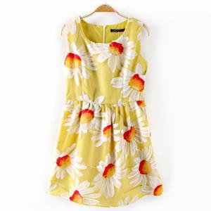Sunflower Sash Organza Dress [#1448]