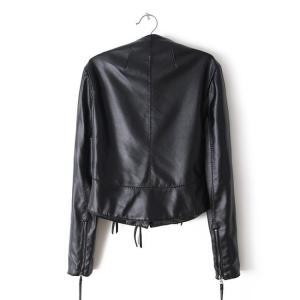Long Sleeve Cardigan Slant Zipper Cropped Leather..