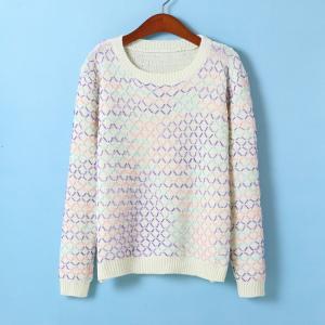 T Wave Argyle Hook Flower Color Sweaters [#3644]