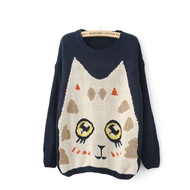 Europe And America Show Cartoon Cat Hooded Jumper [#165] on Luulla