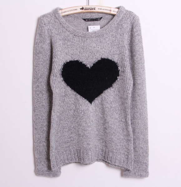 Women's Sweaters Women's Furry Love Heart Print [#313]