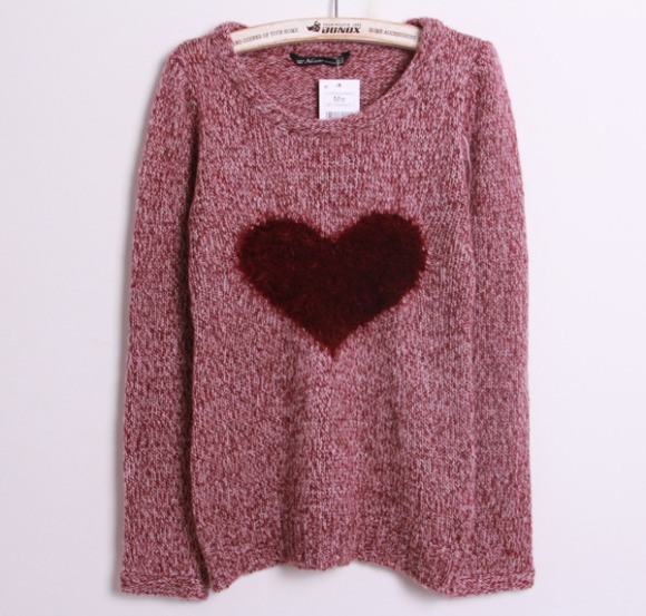 Women's Sweaters Women's Furry Love Heart Print [#313] on Luulla