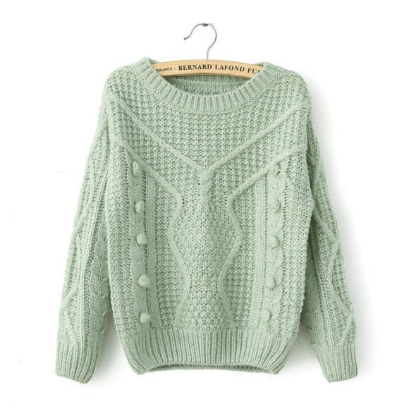 Casual Loose-knit Sweater Wool Ball Hook Flower [#361]