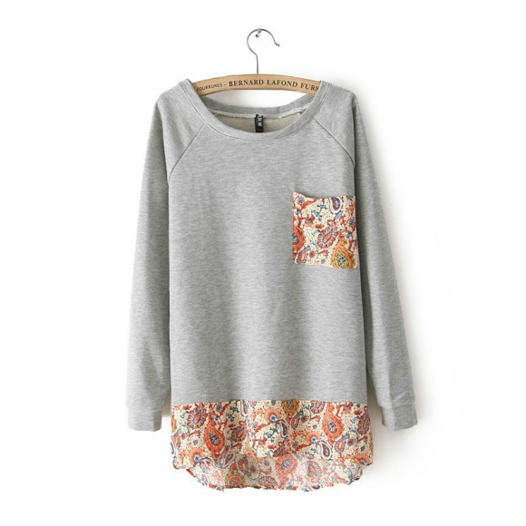 2013 Style Mixed Colors Chest Pocket Long Sweatshirt [#426]