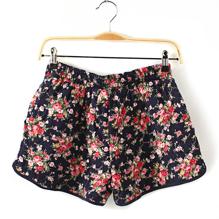 Vintage Flower Print Thickened Cotton Women Shorts [#25] on Luulla